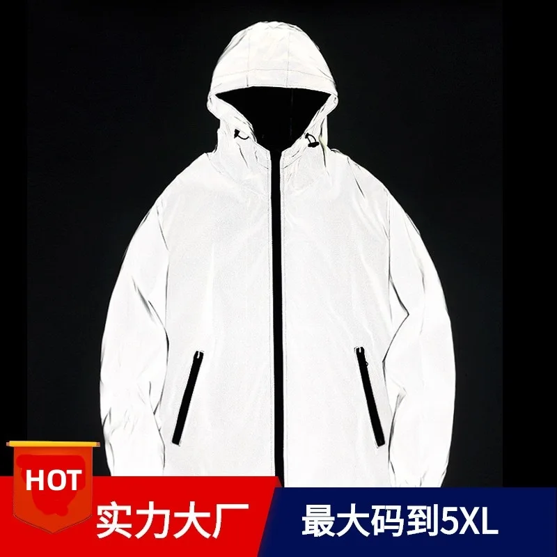 

2023 Men's Autumn Luminous Charge Windcheater Teen Hooded Casual Reflective Jacket