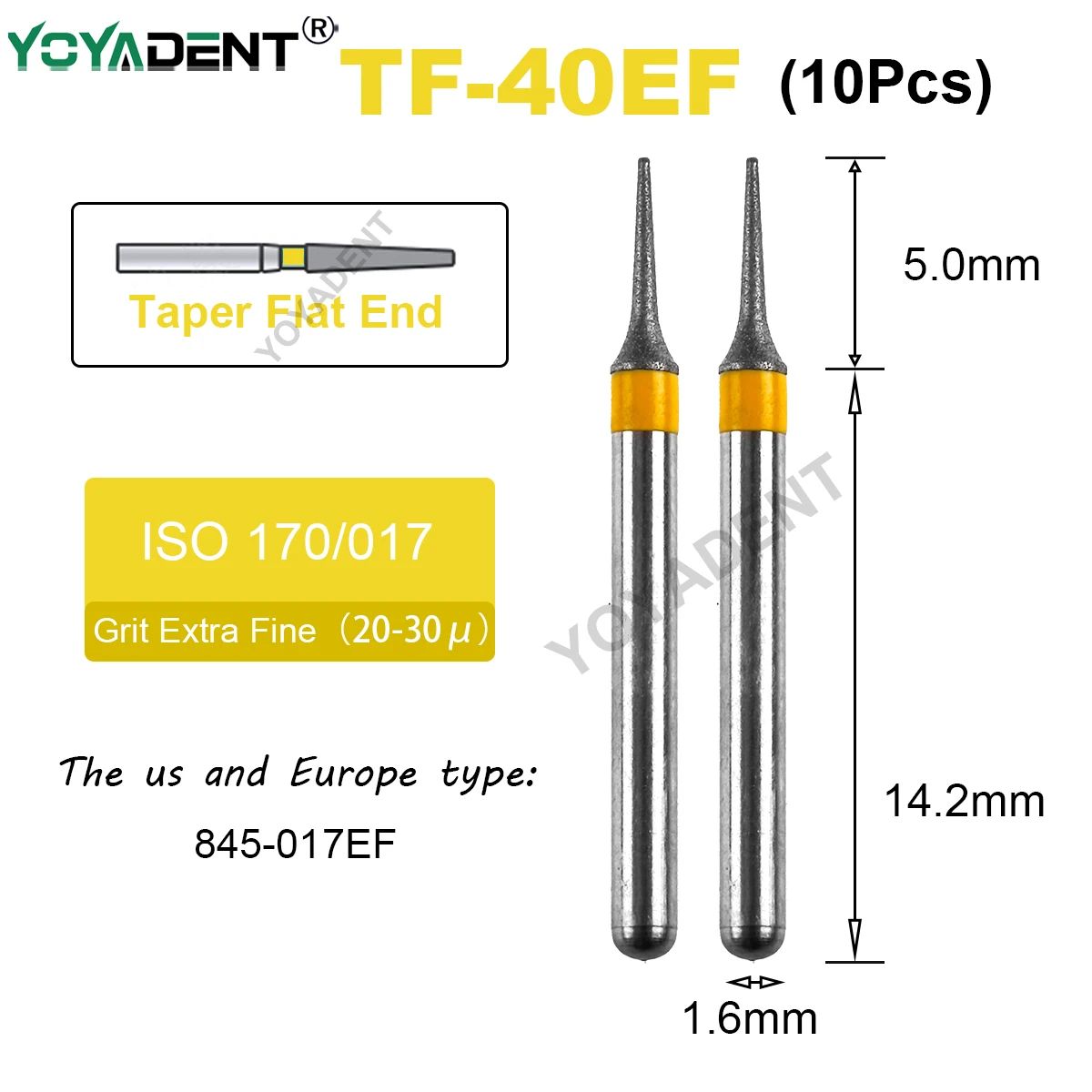 Extra feine Dental-Diamantbohrer, Zahnmedizin-Bohrer, FG, Hochgeschwindigkeits-Turbinen, Bohrer, Dentallabor, Polierwerkzeuge, Durchmesser 1,6 mm, 10 Stück/Packung
