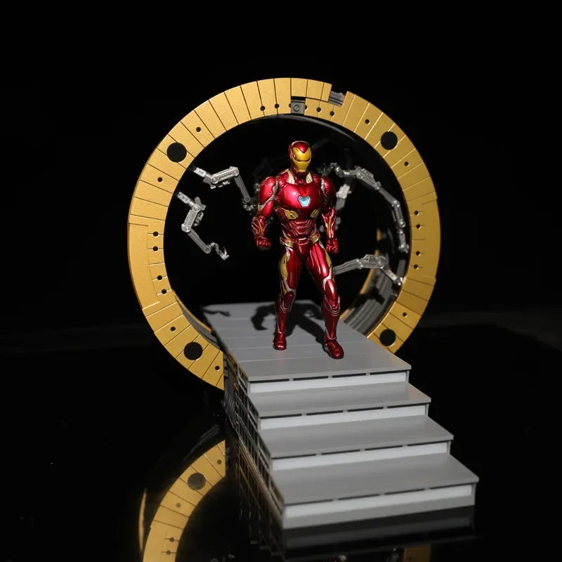 1/12 Superhero Iron man Annular suit-up gantry with adjustable annular channel & light-up effect figure Collectable model gift