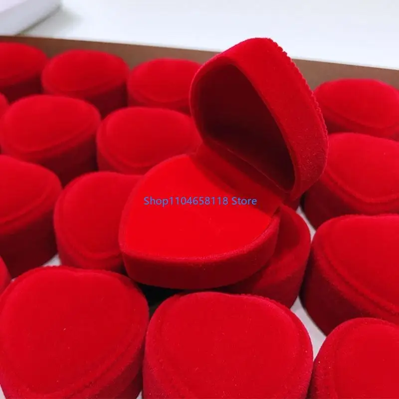 Red Love Single Ring Box Pendant Box Ring Jewelry Gift Storage for Wedding Proposal Engagement Ceremony