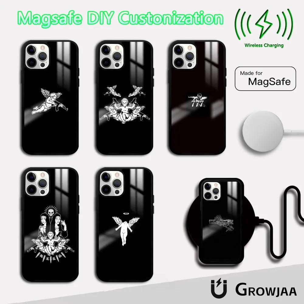 

Simple Cool Angel Robbers Funny Phone Case For iPhone 16 15 14 13 12 11 Pro Max Plus Mini Magsafe Mirror Wireless Magnetic Cover