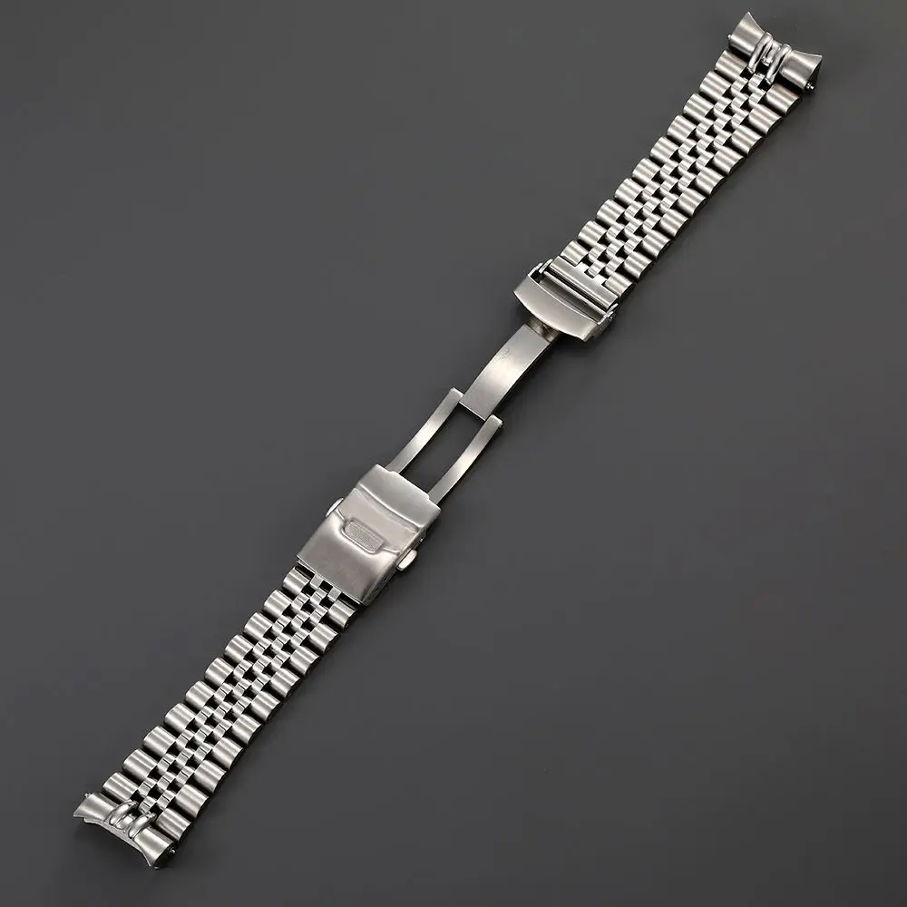 22mm 316L Stainless Steel Jubilee Solid Curved End Deployment Buckle Watch Strap  Fit For SKX007 SKX009 Watch