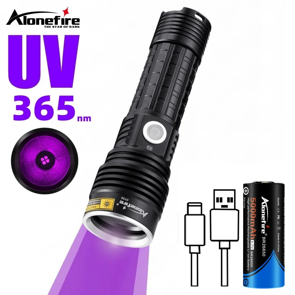 Alonefire SV26 15W UV Ultra Violet flashlight Black-Filter led High Power Ultraviolet Torch for Trace Fingerprint Detection