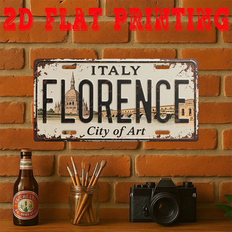 2D Flat, 1pc Florence Italy Cathedral (Duomo Di Firenze) Vintage Metal Wall Sign - Retro Italian Landmark Decor Suitable for Hom