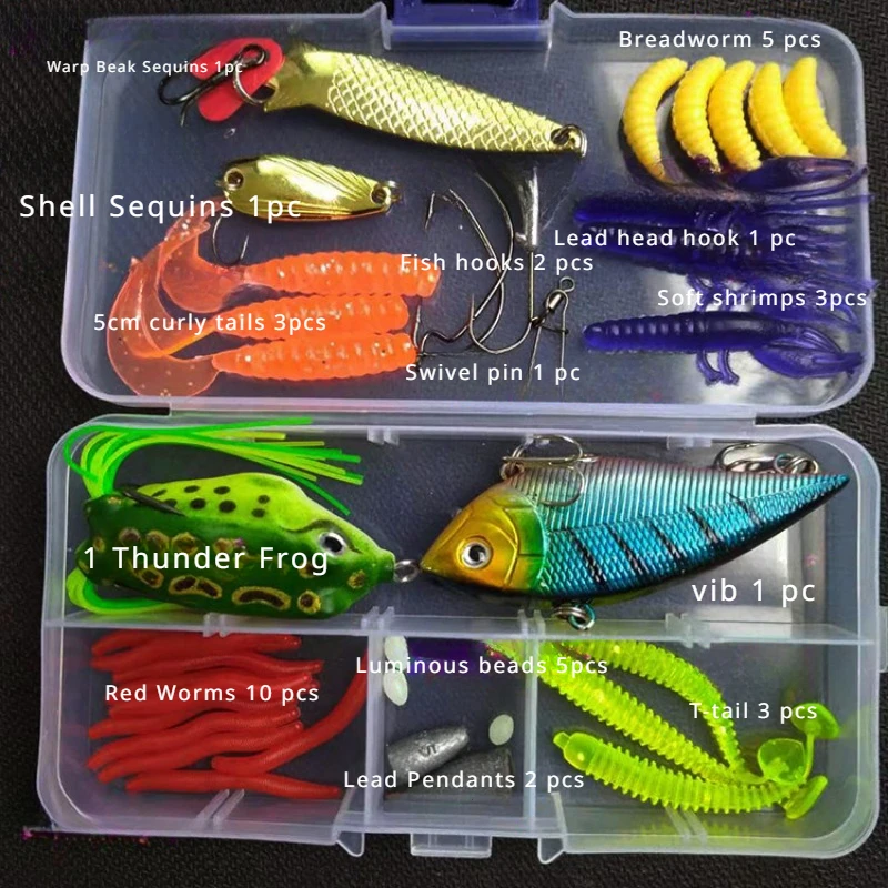 Lua Lure Set Imitation Lure Vib Sequins Hooks Small Easy To Carry Can Be Customised Rods with Road Lure Novice Fishing Essential