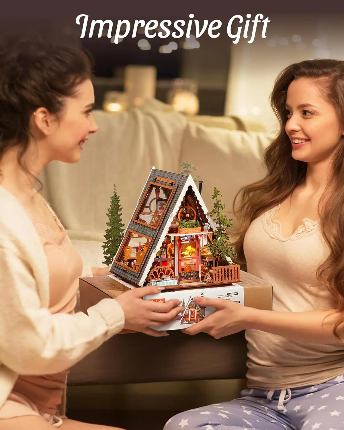 Robotime Rolife A-Frame Cabina Diy Kit de casa en miniatura Casa de muñecas de madera a partir de 14 años Decoración del hogar Regalos para mujeres y hombres