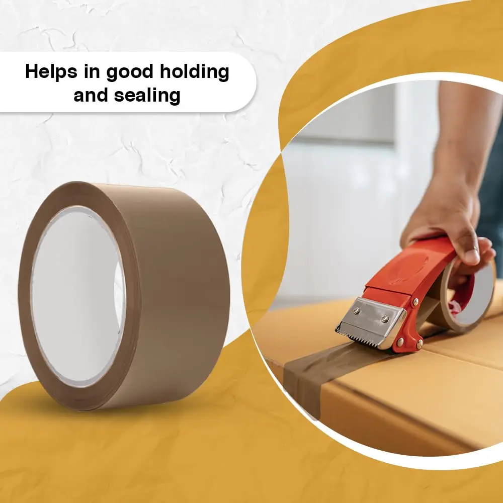 Brown Packing Tape 3 Rolls with Low Noise (48mm x 60m) - Durable Parcel Tape for Packing Boxes, Secure Packaging f. Moving House
