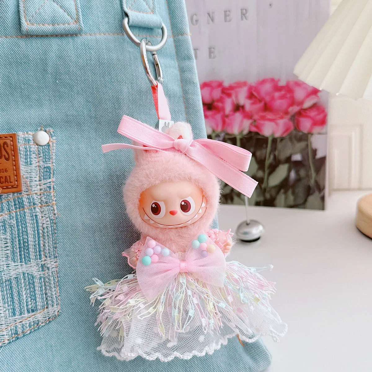 【No Doll】Mini Plush Doll's Clothes for Labubu 4.0 Sweater Coffee Colored Pants Scarf Outfit Accessories Dolls Clothing