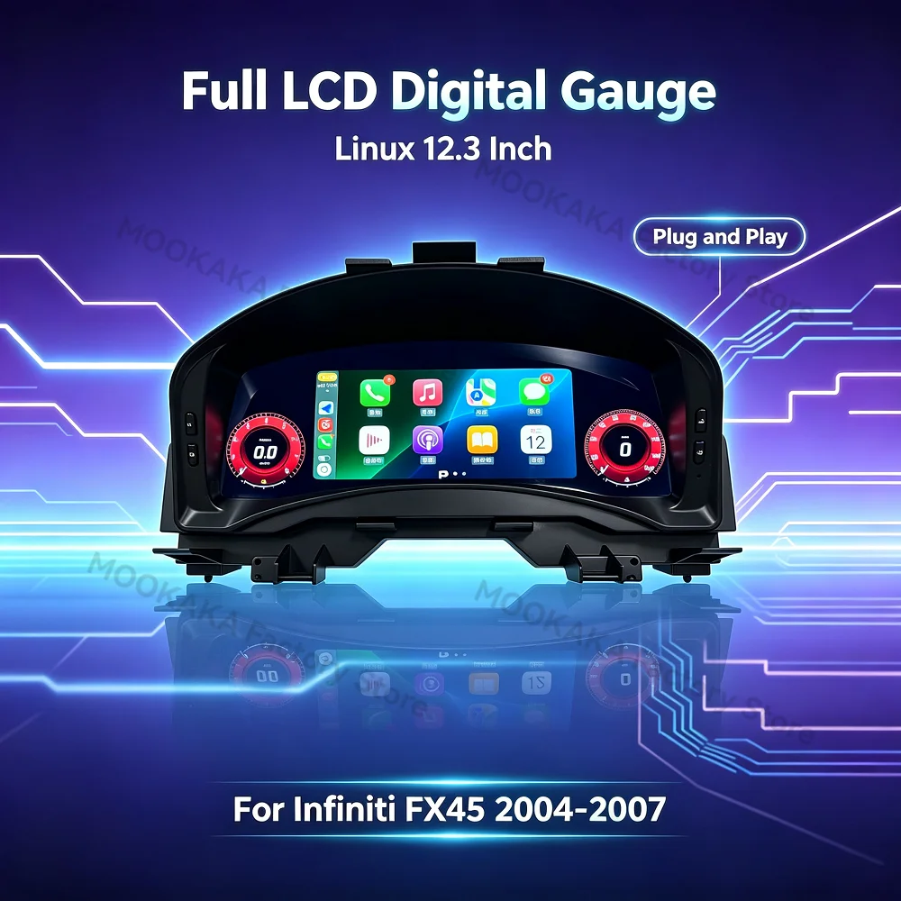 Car dashboard Auto Gauge For Infiniti FX45 2004-2007 LCD Instrument Digital Cluster Dashboard Panel Linux 12.3 Inch Speed Meter
