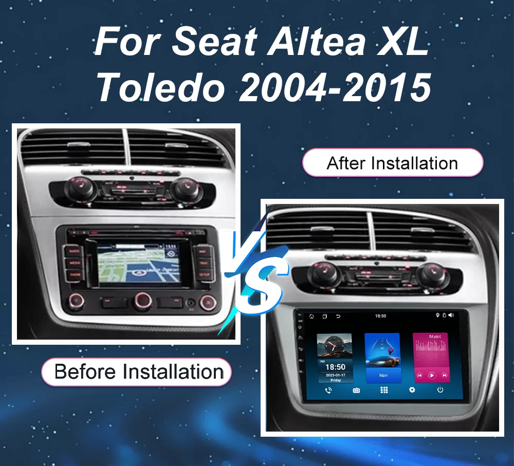 Car Android 16 Radio For Seat Altea XL Toledo 2004-2015 Auto Stereo Multimedia Player GPS Navigation Carplay QLED Touch Screen