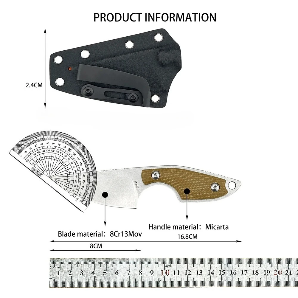 Outdoor Fishing Rock Climbing Utility Fixed Knife with Sheath Lightweight Camping Hiking Knives Durable Jungle Trekking Tools