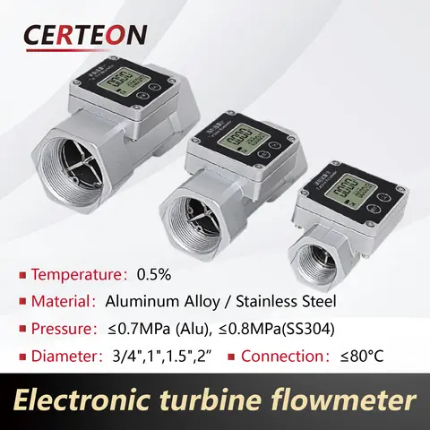 Digital Turbine Flow Meter Stainless Steel 1 1.5 2 Inch Electronic Water Urea Flowmeter with LCD Display Totalizer