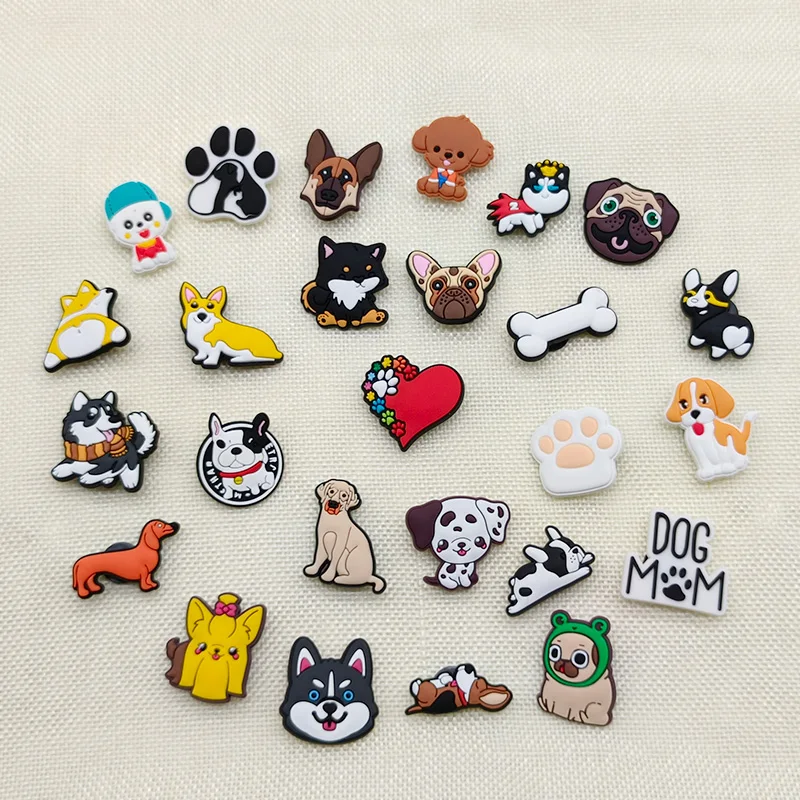 40 stücke pvc kawaii hunde schuh charms pack niedliche wurst corgi schuh dekorationen für frauen männer kinder gibitz set klassische clog schnallen