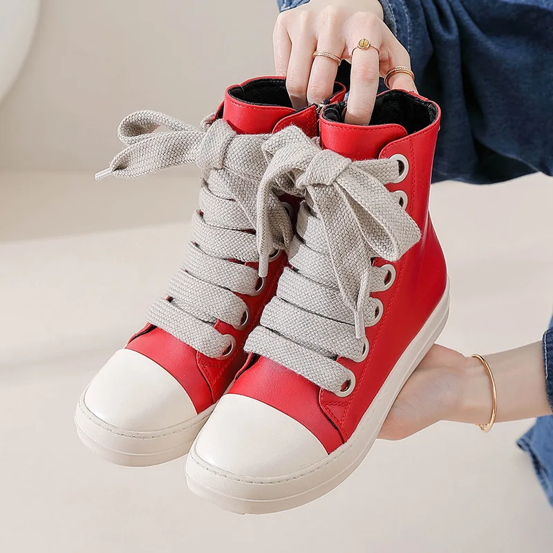 2026 New British Style Ankle Boots for Women Large Eyelets Fashion Streetwear Short Boots Chunky Heel Academy Style