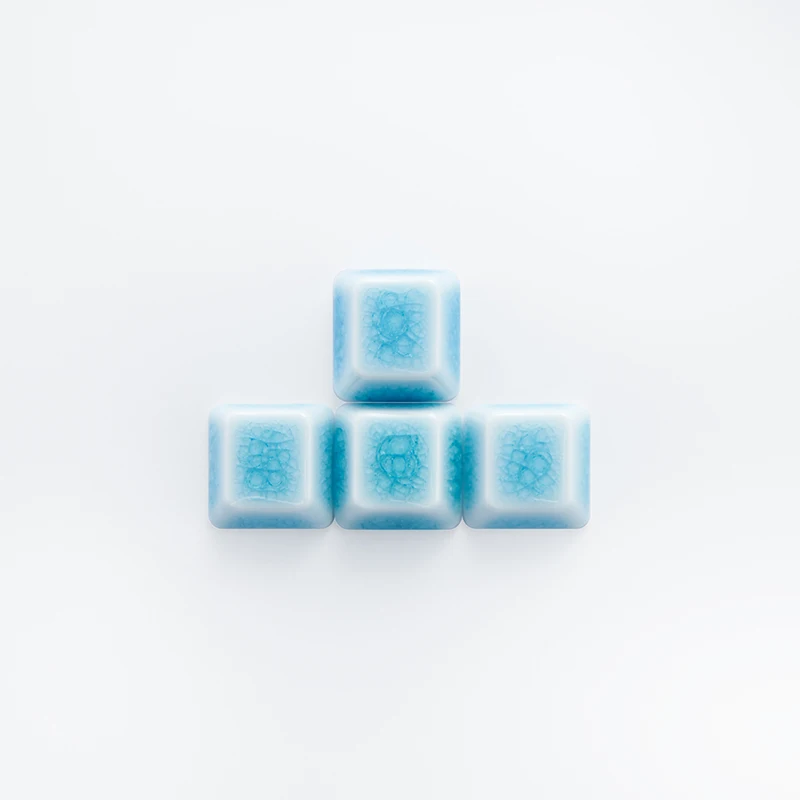 Crack ceramiczne nasadki na klawisze 4 szt. Jezioro niebieskie zielone gładkie glazury mechaniczne nakładki na klawiaturę WASD klawisze strzałek spersonalizowane bezsłowne klawisze