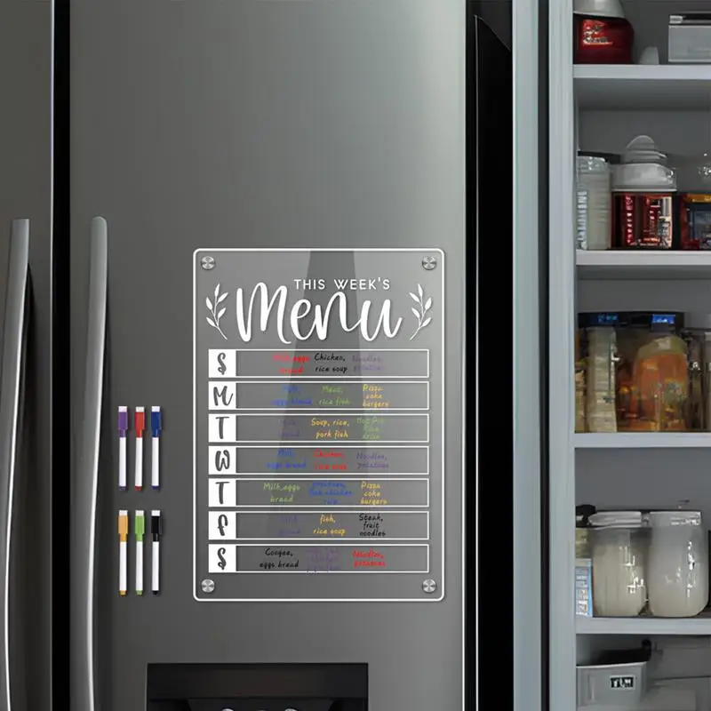 Dry Erase Planner Board Clear Note Acrylic Calendar Planner Magnetic Wall Board With 6 Markers Portable Memo Whiteboard Acrylic