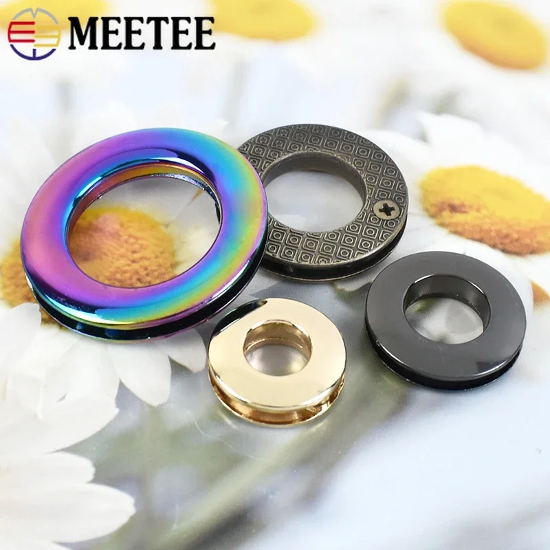 4/10Pcs Meetee 10-25mm Metal O Rings Eyelet Buckles Screw Belt Buckle Bag Strap Hardware for Leather Crafts Accessories