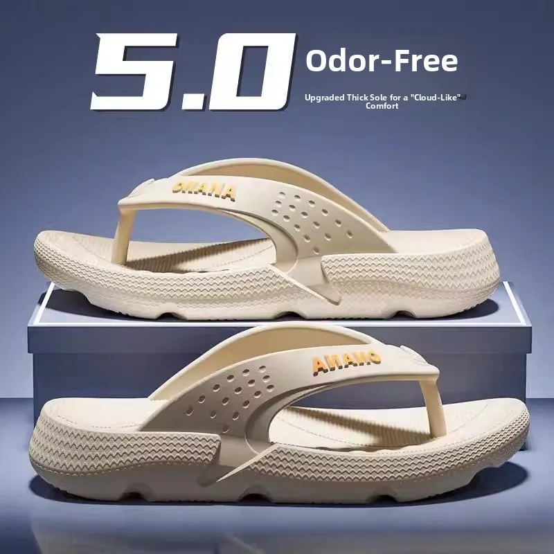 

Fashionable Men's Thong Slippers Thick Bottom Sandals Anti-Slip Beach Shoes Summer Breathable EVA Casual Slippers
