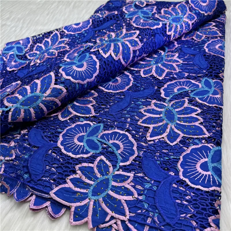 

5 ярдов, разноцветная мягкая водорастворимая французская гипюровая кружевная африканская тюль, сетка для шнура, вышитая ткань для свадебной вечеринки 27L572501