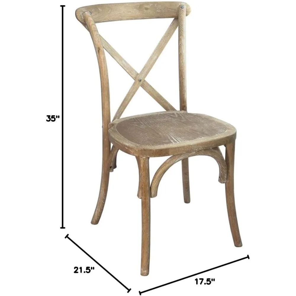 مجموعة EMMA وOlIVER مكونة من كرسيين طبيعيين على شكل X من الخلف مع حبيبات بيضاء