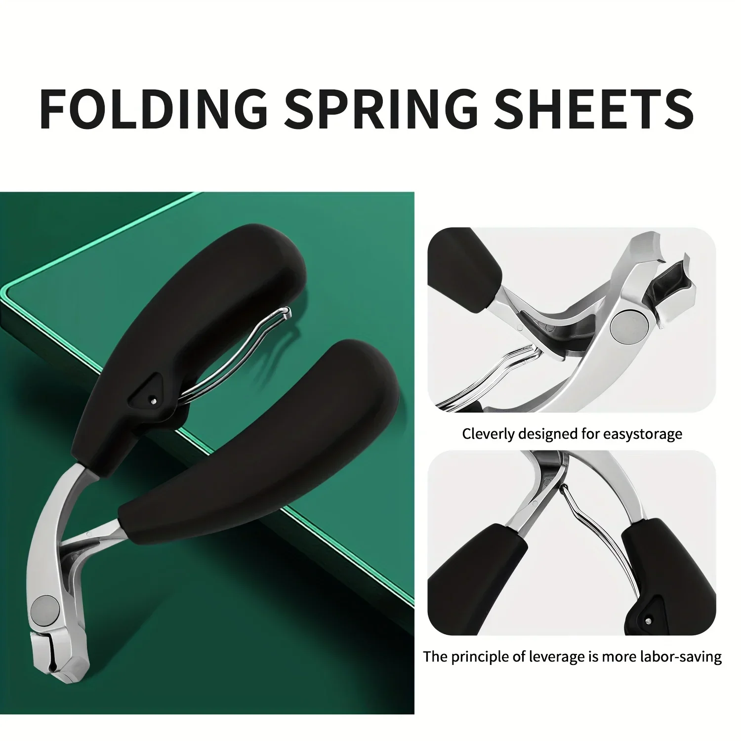 Cortauñas curvo con gran apertura, tres veces de almacenamiento antisalpicaduras, cortaúñas para personas mayores, uñas gruesas, resistentes