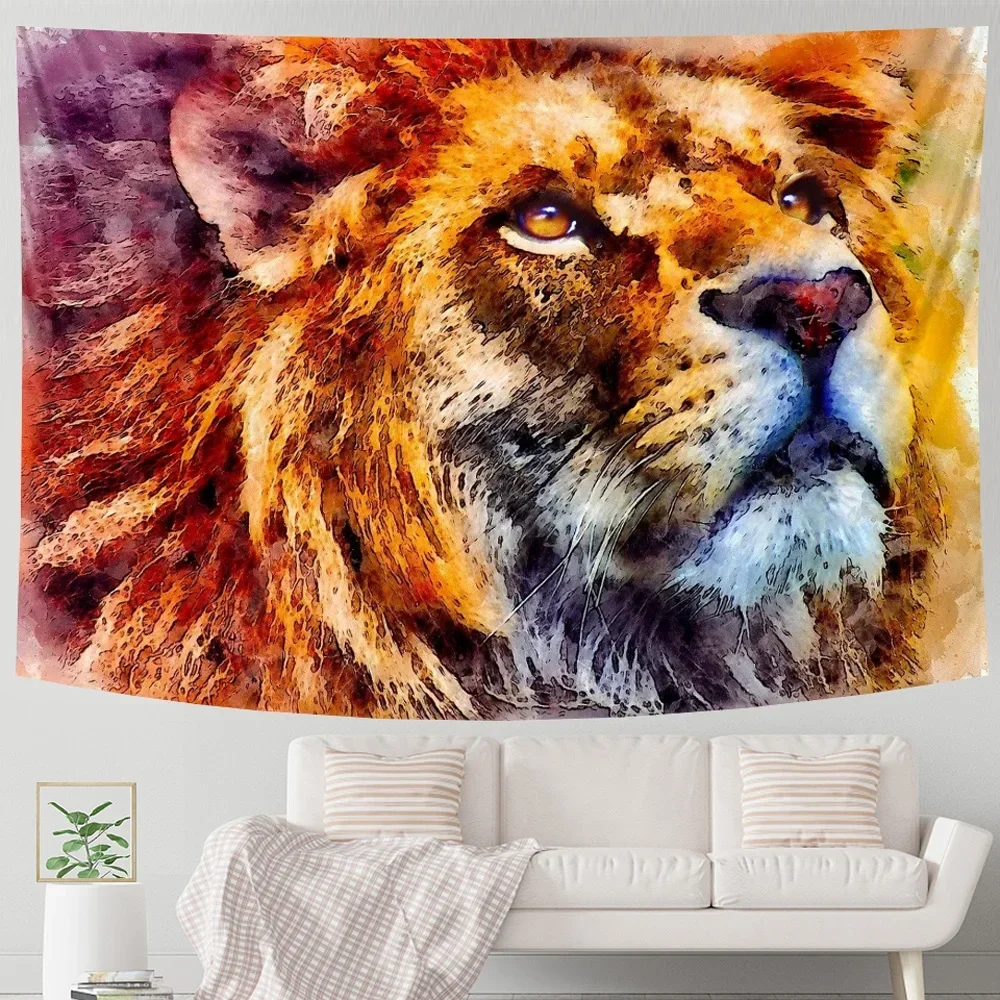 Lion Animal Psychedelic Scene Home Decoration Art Tapestry Hippie Bohemian Decoration Living Room Bedroom Wall Tapestry