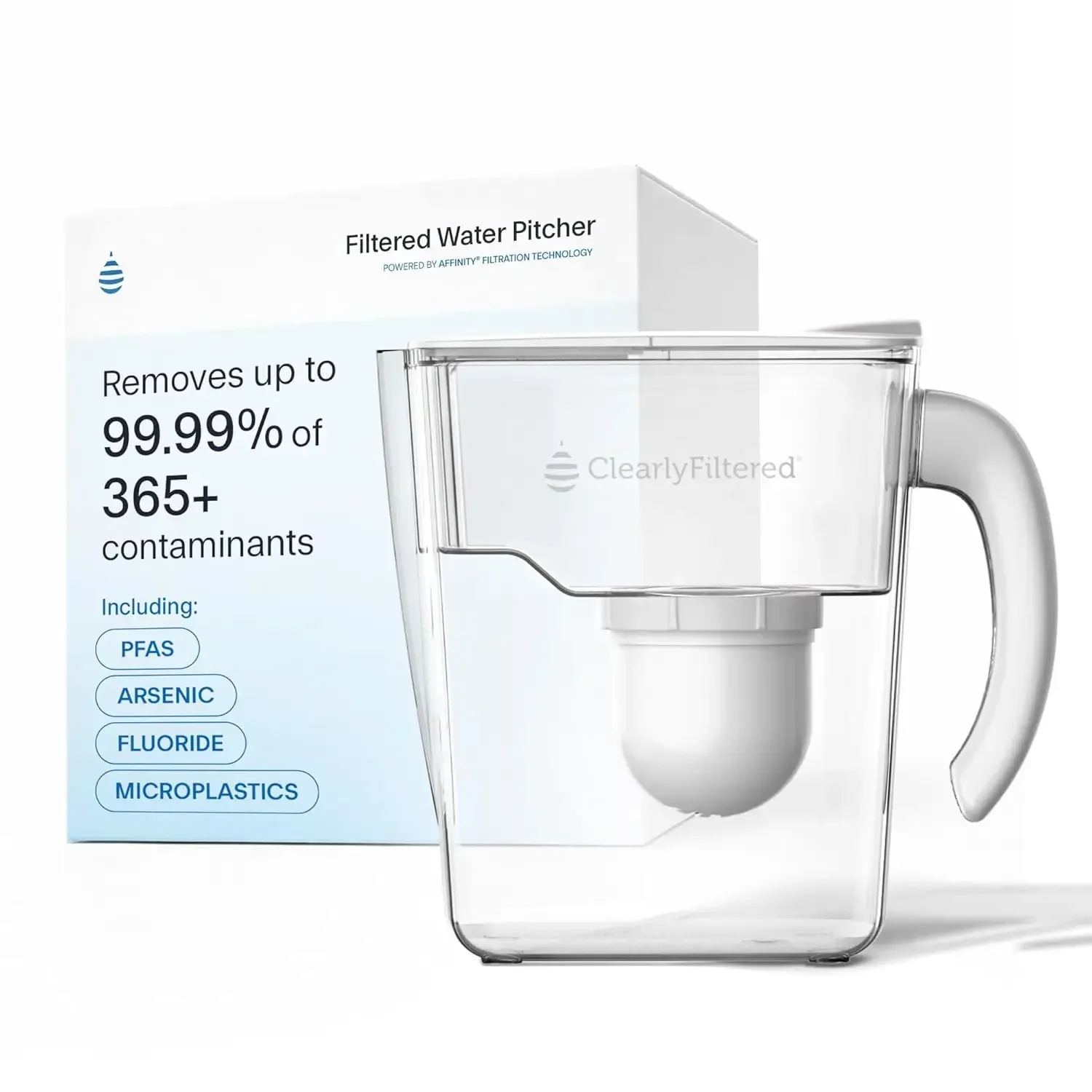 No.1 Filtered Water Pitcher/Updated Model/Targets 365+ Contaminants e.g. Fluoride Chlorine PFAS Microplastics Lead Arsenic BPA/B