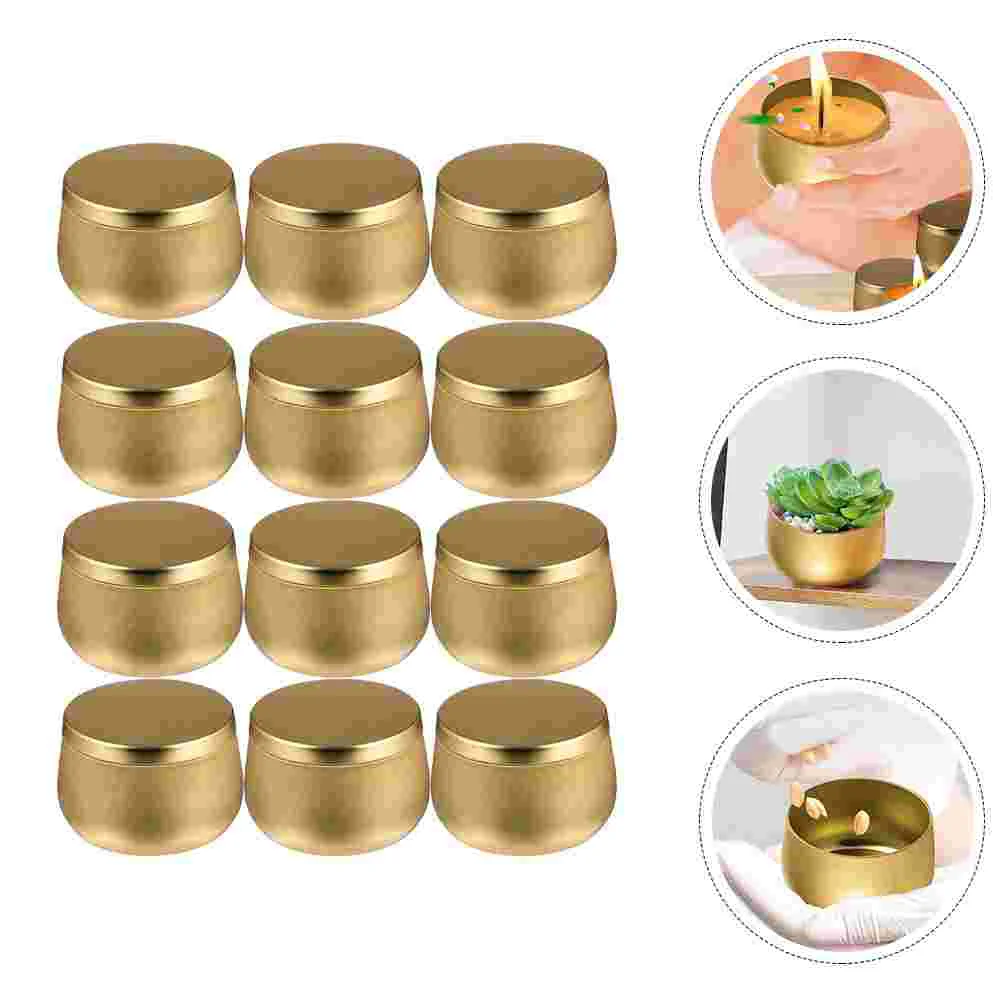 12 Pcs Belly Storage Jar Black Taper Candles Beads Container Tinplate Tea Candy Canister Sundries Jars Cans