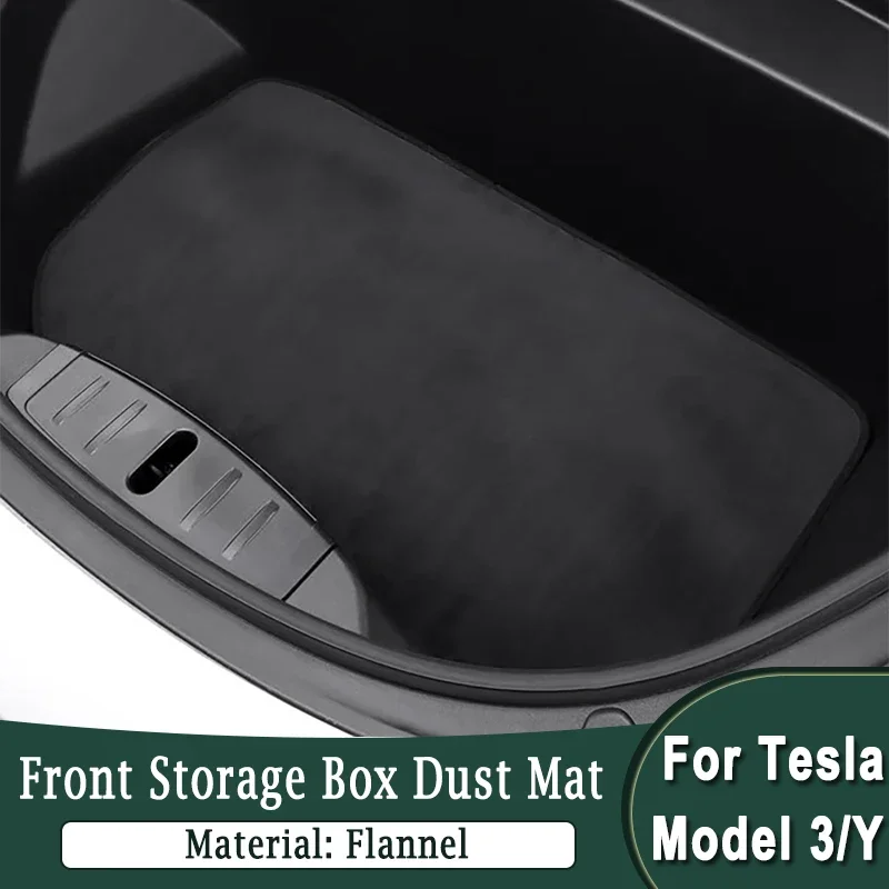 For Tesla Model Y 2020-2023 Model 3 2017-2021 Front Trunk Storage Box Dust Pad Anti-Slip Flannel Carpet Protection Mat