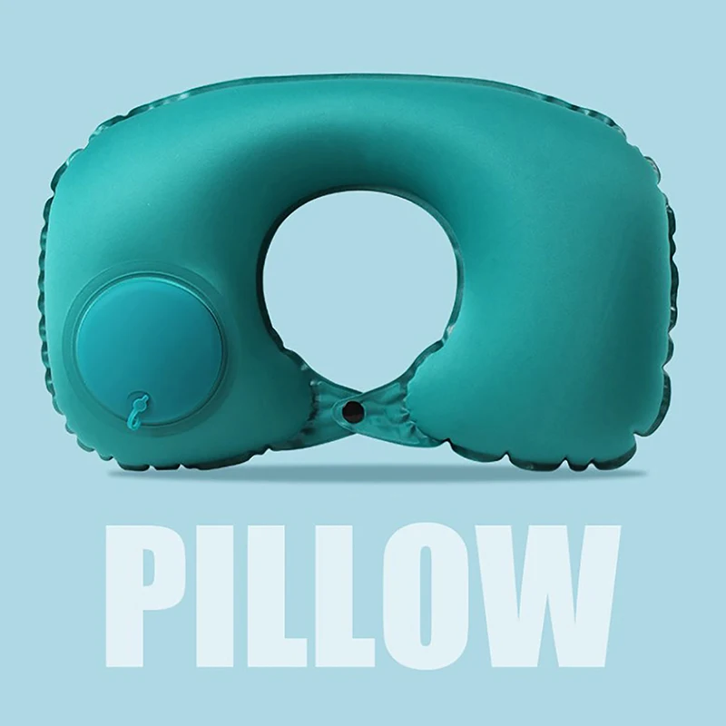 U-Shaped Inflatable Travel Pillow Portable Air Pillow Neck Support Cushion Comfortable Sleeping Pillow Press To Inflate Pillows