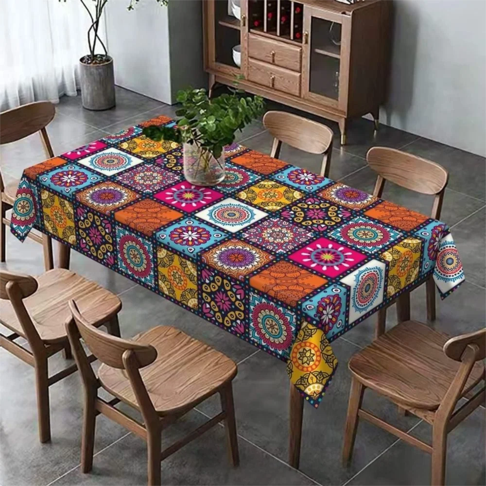 Neue Rechteckige Bohemian Tischdecke Mandala Bunte Tischabdeckung Bohemian Cycle Heimdekoration Tischdecken für Partys