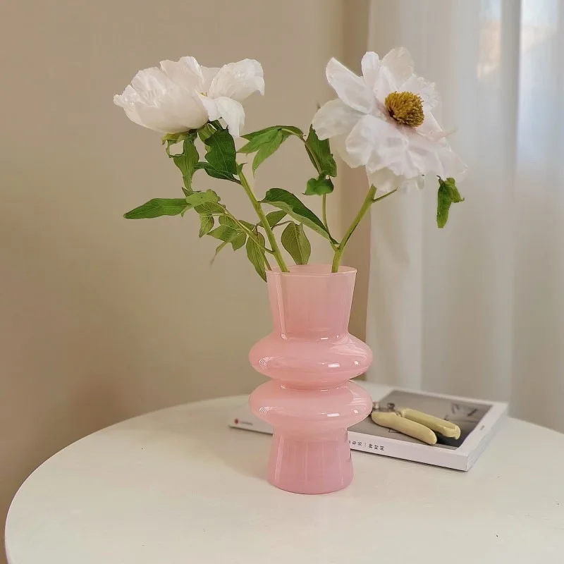 CX Simple Premium Sense Middle Guffington Cream Glass Vase Flower Hydroponic Utensils