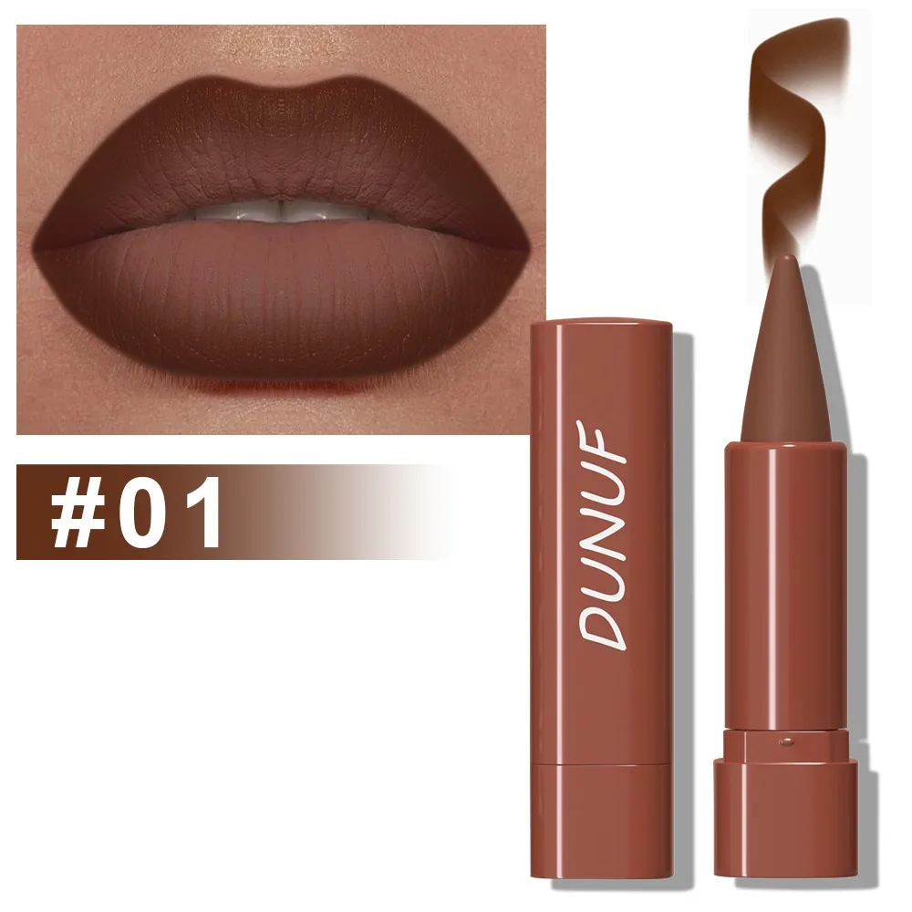 Penna per labbra sfumata opaca multicolore Rossetto opaco in velluto sexy duraturo Marrone nudo Contouring Tinta Lipliner Pastello Trucco labbra