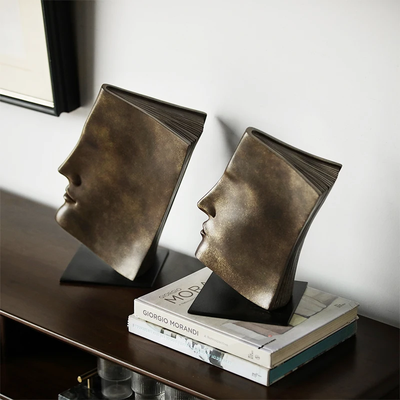 Cratively Abstract Human Face Statues Resin Ornaments Cabinet Living Room Home Decoration Accessories For Gift Horse Sculpture