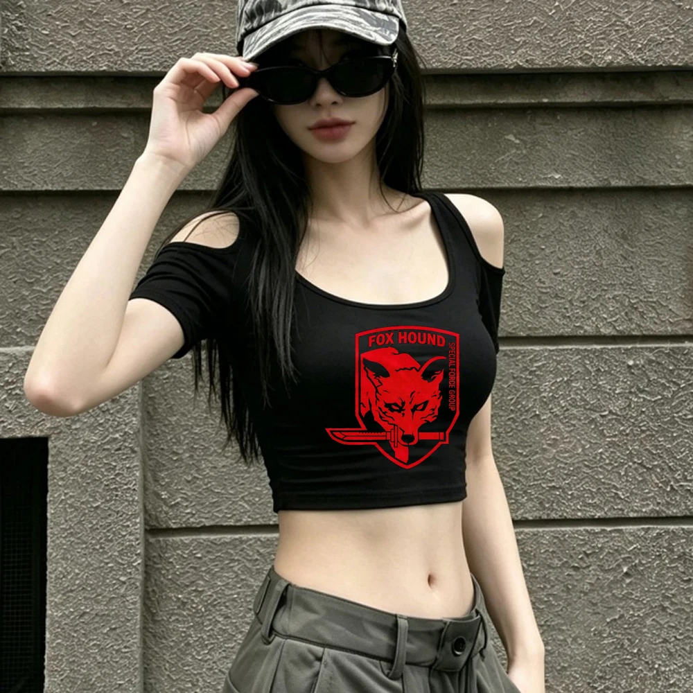 Metal Gear Solid crop top female anime goth summer harajuku vintage t shirt kawaii y2k graphic meme funny
