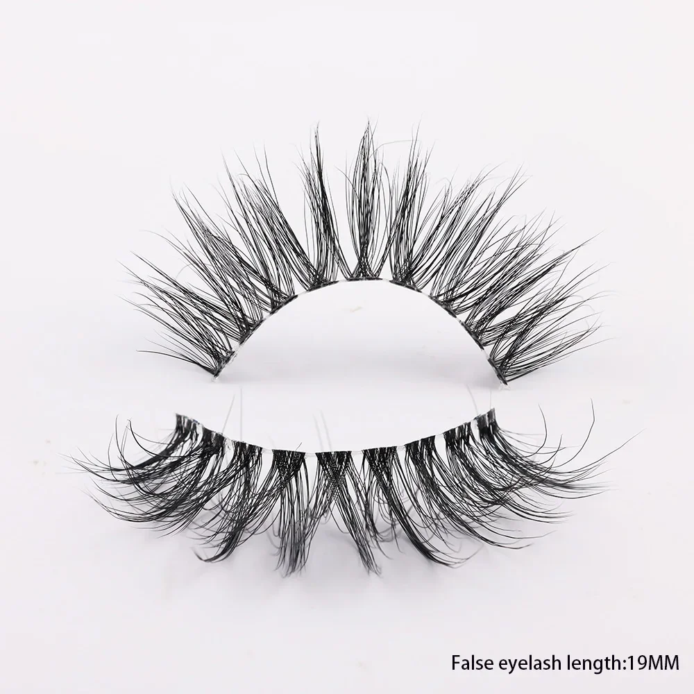 3D Mink Natural Eyelashes Fluffy Lashes D Curl Eyelashes 3D Volume Wispy False Lashes Strips Clear Band Lashes Pack