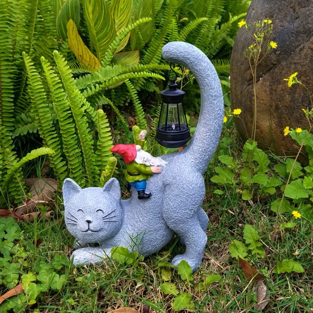 

Смола Кот Эльф Солнечный Орнамент Симпатичное Искусство Статуя Животного Свет Искусственные Водонепроницаемые Садовые Фигурки Скульптуры Лампа Рождество