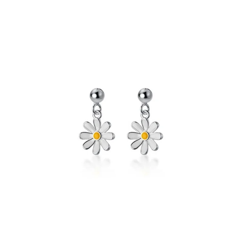 New Fashion Trend Daisy Flower Earrings for Women Delicate Light Luxury Small Flower Drop Earrings  Girls Daily Jewelry Gift