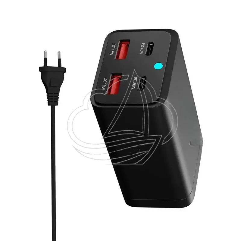 100W GaN Charger, 2USB-A+2USB-C PD Fast Charging Station, CE Certified Multiport Desktop Adapter for Home Office