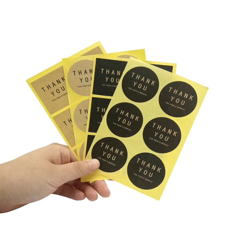 120pcs/pack New Thank you Square Circle Handmade Cake Packaging Sealing Label Kraft Sticker Baking DIY Gift Stickers