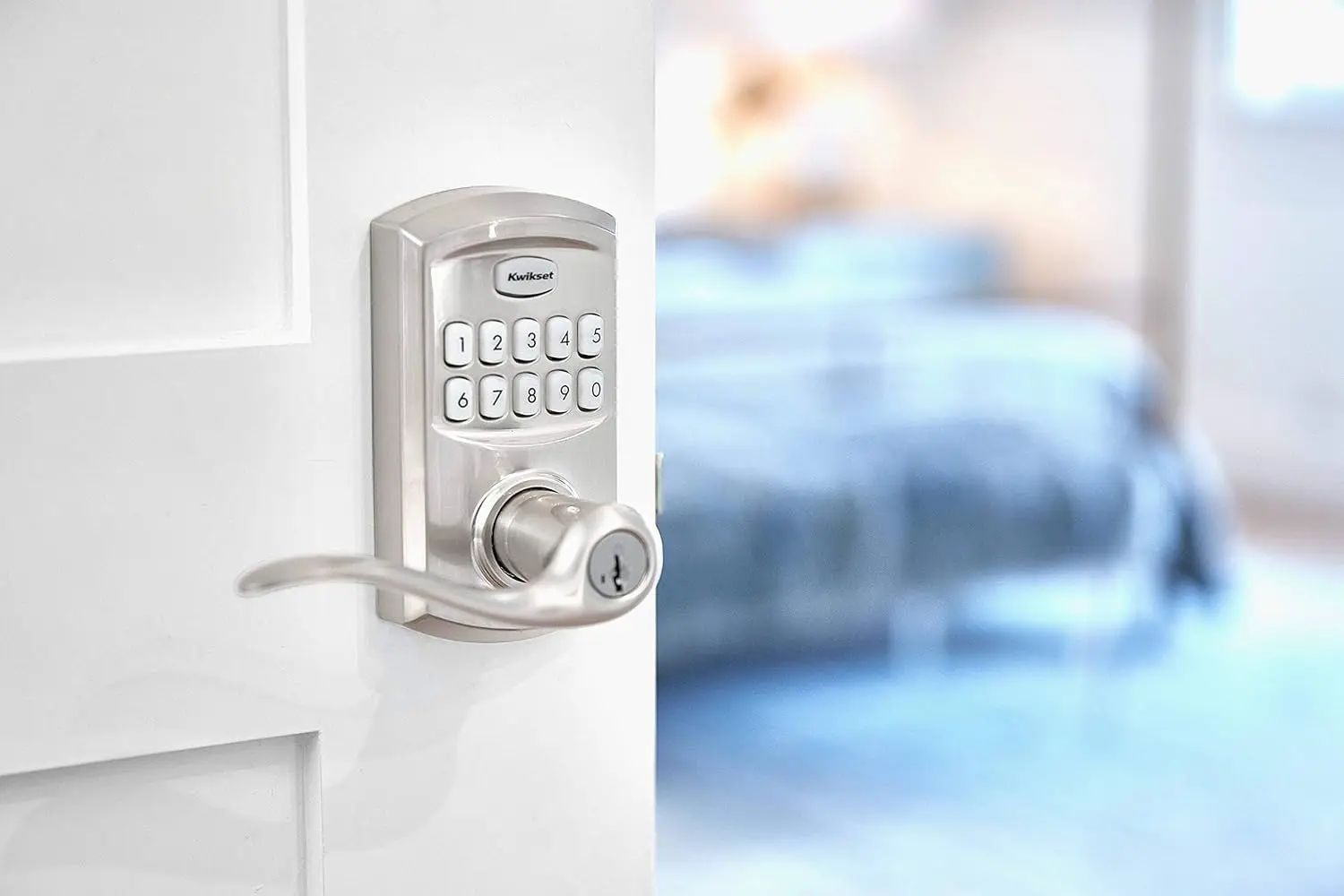 917TNL-15S Smartcode Keypad Electronic with Tustin Lever SmartKey with 6AL Latch and RCS Strike Satin Nickel Finish