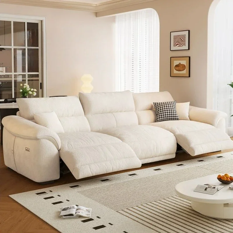 Living Room Sofas And Seating Couch Furniture Luxury Electric Multifunctional Chenier Fabric Sofa Bed Modern Simple Adjustable