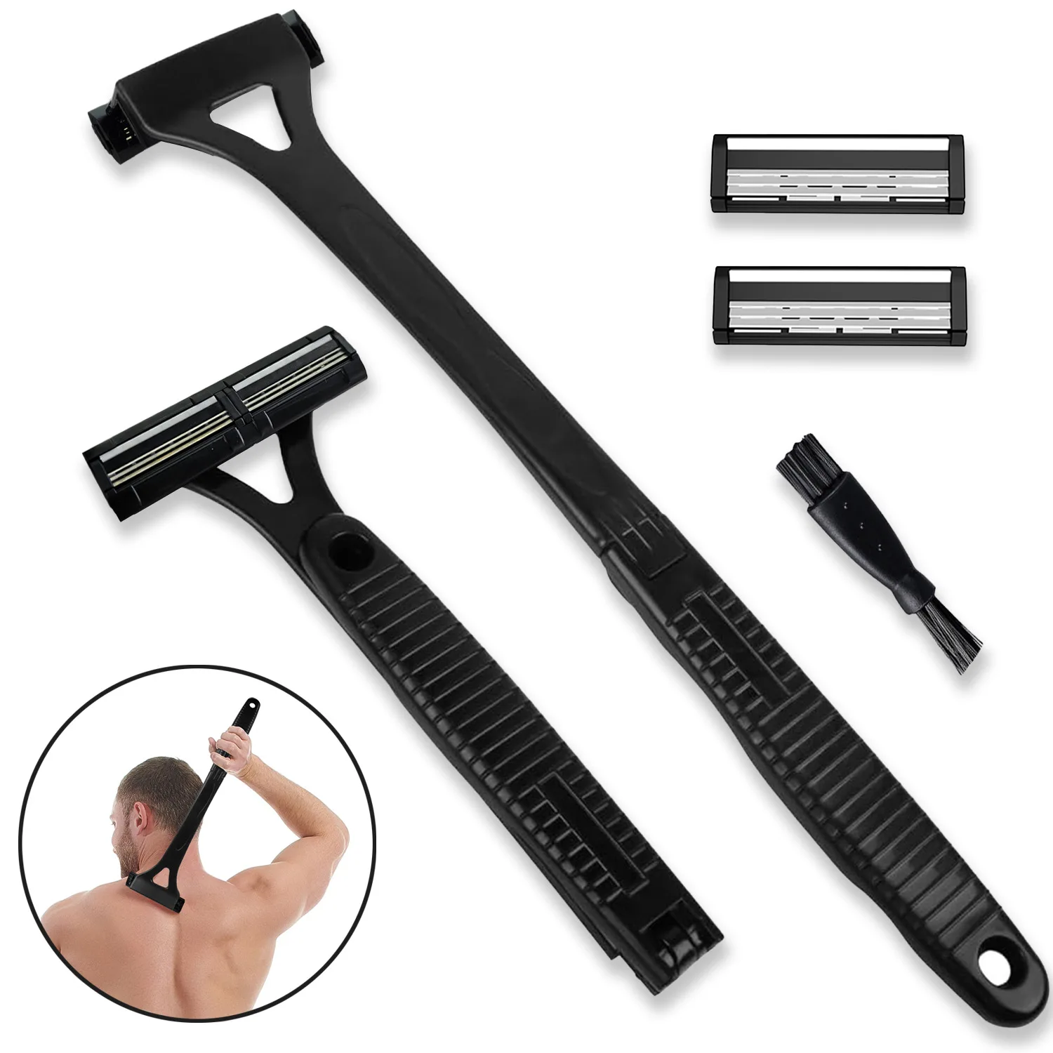 1Pc Manico Lungo Tripla Lama Pieghevole Indietro Rasoio Corpo Rasoio Indietro Trimmer Corpo Gamba Rasoio Rasoio Epilatore Strumento di Rimozione Dei Capelli