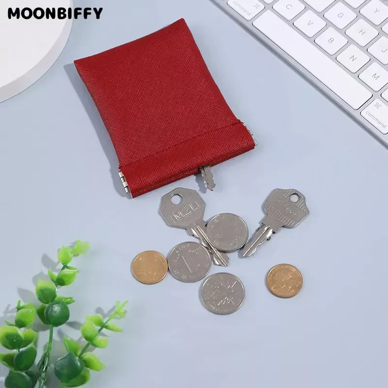 2024 New Pu Leather Coin Purse Women Men Small Mini Short Wallet Bag Money Change Key Earbuds Credit Card Holder for Kids Girl