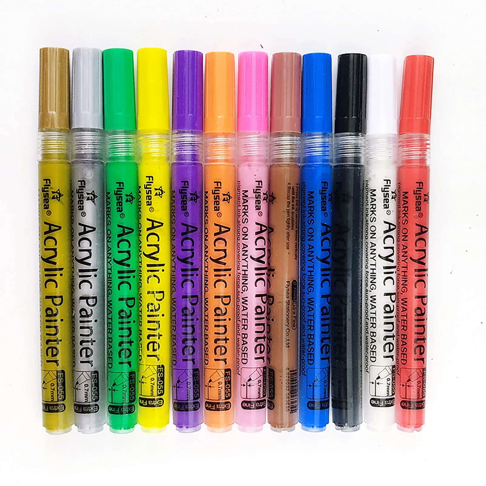 12 colors Acrylic Markers Universal Car Tyre Tire Tread metalic Permanent Paint Odorless Syringe Pen Oily Marker Art Supplies