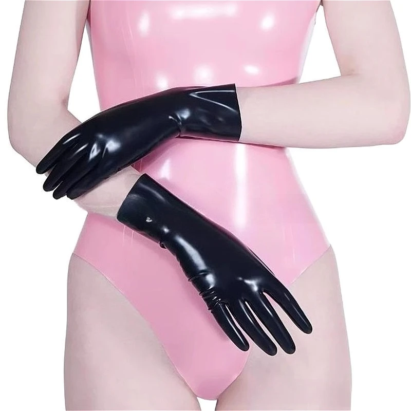 Latex Adult Sexy Gloves Shiny Erotic Seamless Mittens Gloves Five Fingers Black Lingerie Clubwear Cosplay Costumes Accessory