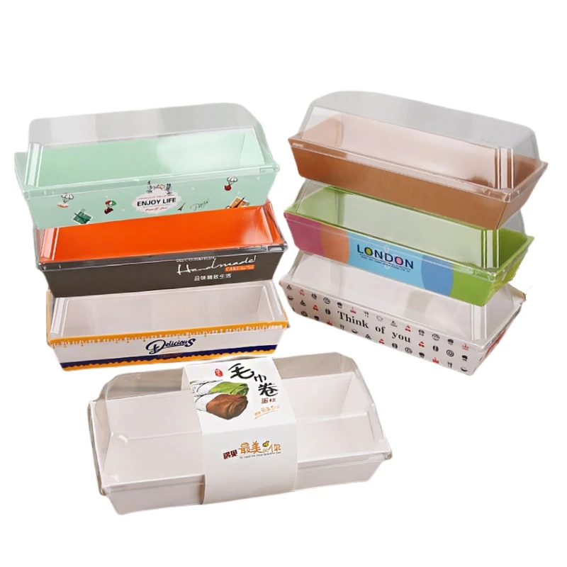 Customized productRectangular Kraft Paper Box Disposable Bakery Food Packing Sushi Small Pastry Cake Box Sandwich Wrap Box with