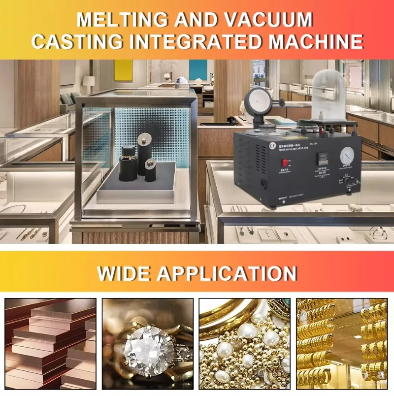 220V 1-3kg Three in One Jewelry Casting Machine Vacuum Melting Equipment Refined Precious Metal Jewelry Casting Tools 1800W