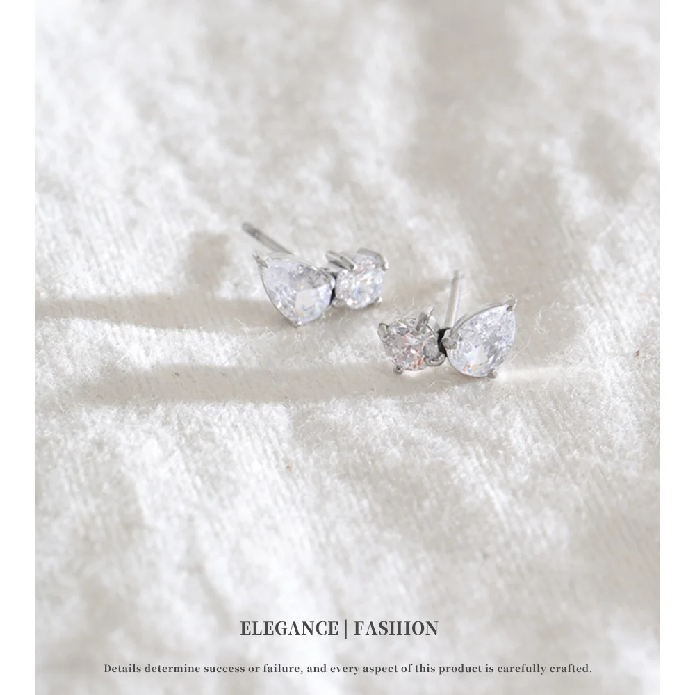 NiNice Stainless Steel Exquisite CZ Water Drop Round Stud Earrings Stylish Cute Jewelry Wholesale Trendy Recommend