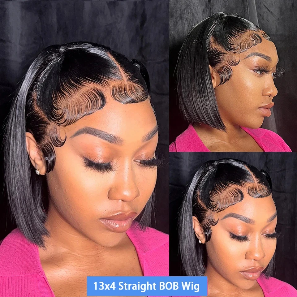 Straight Lace Frontal Wig Bob 13x4 HD Lace Front Wigs Glueless 4x4 Closure Short Bob Wig 100% Humain Hair Wigs For Black Women